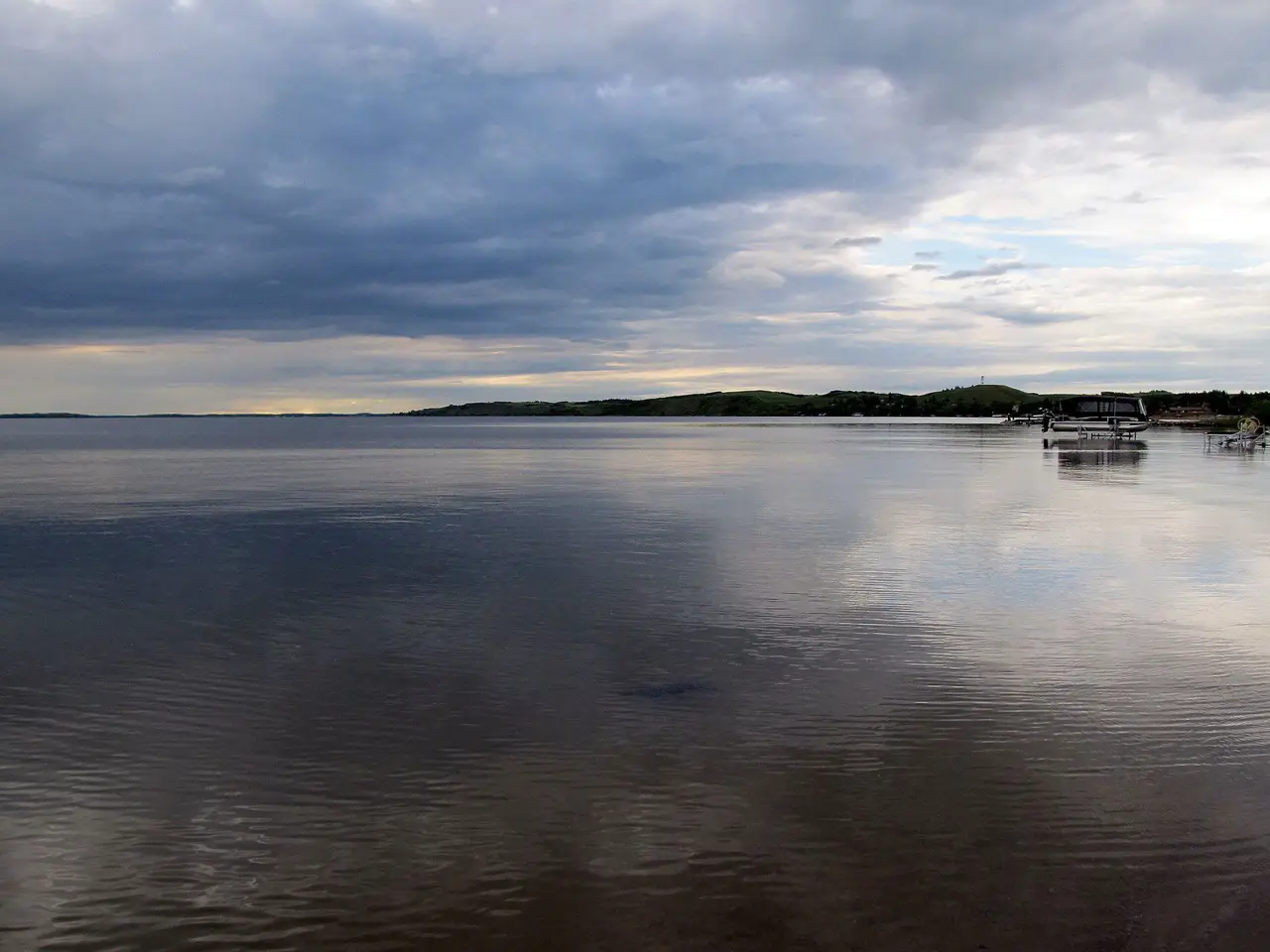 Calm water on the lake at dusk, 2013