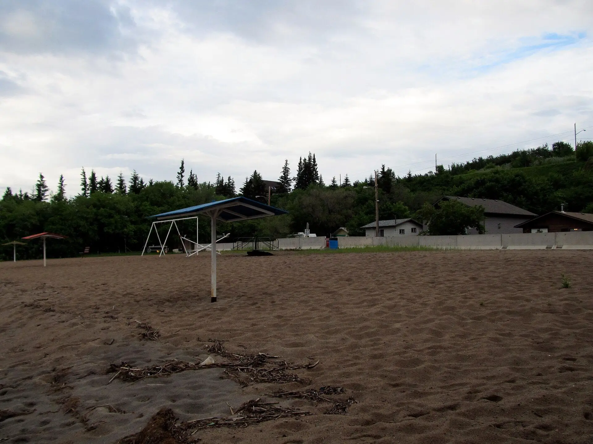 Cochin Beach with shade shelters and playground